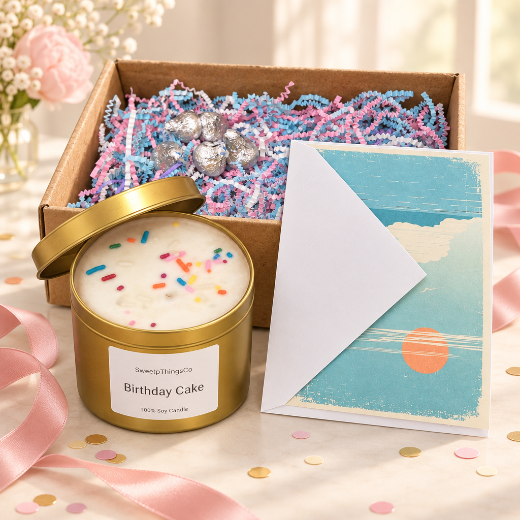 Birthday Cake Candle gift box in an elegant birthday setting