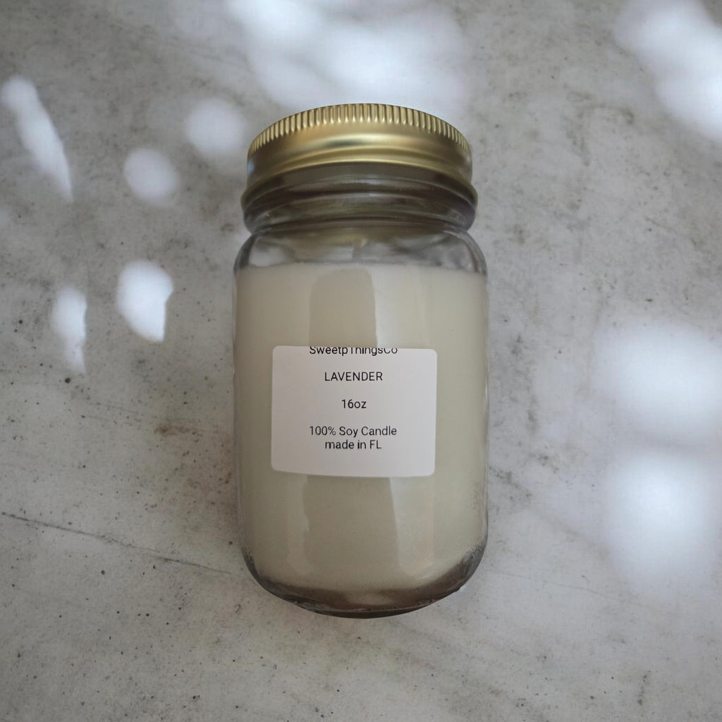 16oz Lavender Soy Wax Candle (1-lb) Glass Jar